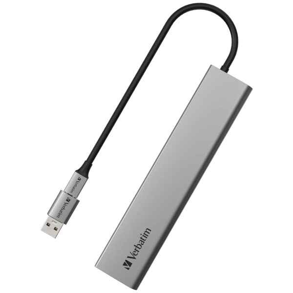 Verbatim 66973 Type C Hub 7 in 1 USB A 3.2 Gen 1 - Grey, 7 Port USB 3.2, 1 Port C-Type with USB to C Type Converter (OTG) ; High Speed Data Transfer for Laptop, MacBook, PC - Image 5
