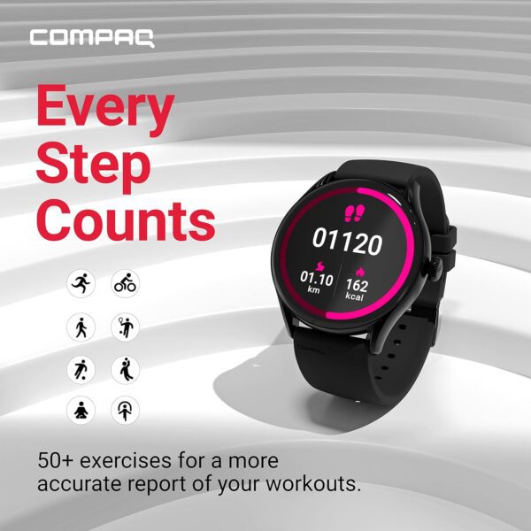 Compaq Xbreed Smartwatch  with HD Display BT Calling| Instant Messaging Notification| Blood Pressure Monitoring| Heart Rate Monitoring| Smartwatch (Gray) - Image 2
