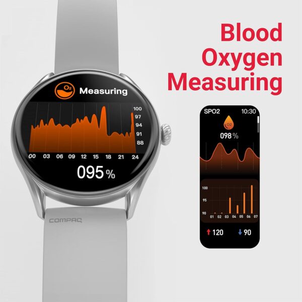 Compaq Xbreed Smartwatch  with HD Display BT Calling| Instant Messaging Notification| Blood Pressure Monitoring| Heart Rate Monitoring| Smartwatch (Gray) - Image 4