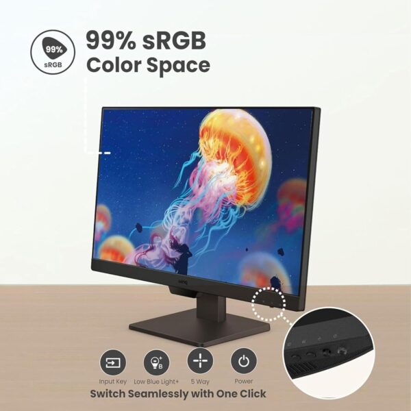 BenQ GW2790 27" 1920x1080p FHD IPS Monitor| 100Hz|99% sRGB|Eye-careU|Dual HDMI|Display Port|Bezel-Less|Eyesafe|VESA MediaSync|B.I.|Low Blue Light+| Speakers|VESA Wall mountable(Black) - Image 4