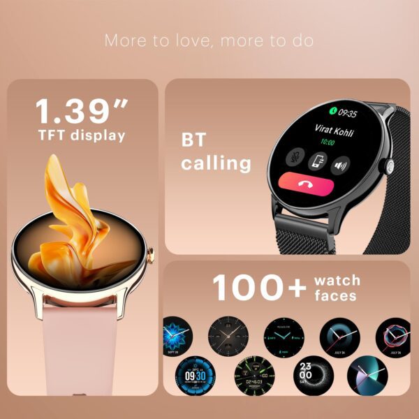 Noise Twist Go Smart Watch 1.39" Display, TruSyncᵀᴹ BT Calling, Glossy Metal Finish, 100+ Watch Faces, IP68, Sleep Tracking, 100+ Sports Modes, Smart Watch for Men and Women (Jet Black) - Image 7